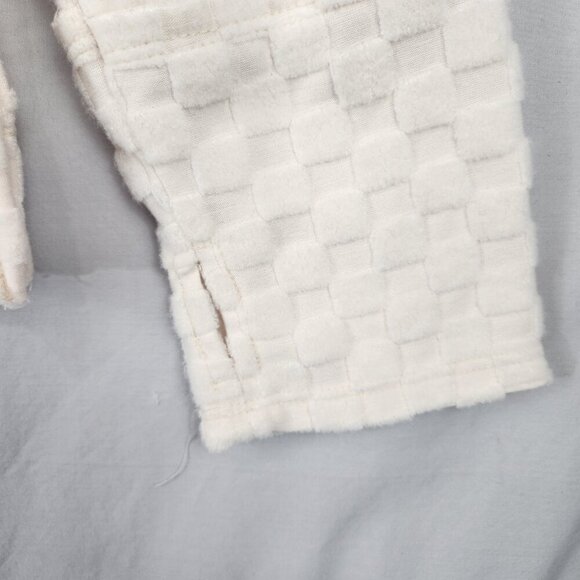 BiBi Fleece Textured Check Pullover Women's 2X Long Sleeve Ivory Soft Cozy - Picture 3 of 6